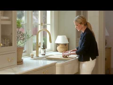 Prepare a dish with Shea McGee and a Kohler chef using the Audrine kitchen sink.