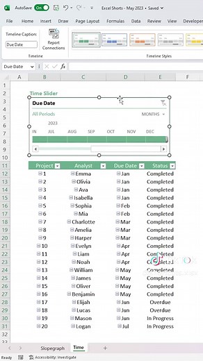 Impress your boss with timeline sliders! 😉 #excel #spreadsheet #exceltricks #exceltutorial #timelineslider