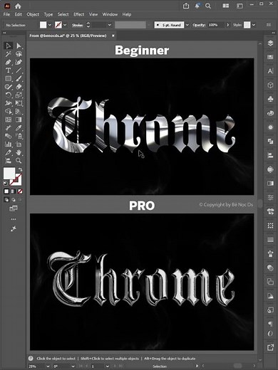 Illustrator Tutorial 2026 | How to Create Chrome Text Effects in Illustrator #benocds #illustrator