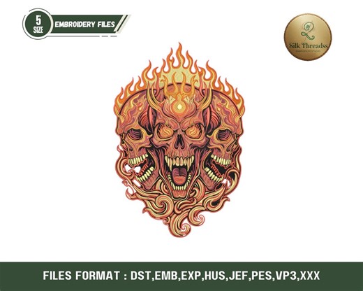 Neon Skull Embroidery Design File, Psychedelic Gothic Skull Machine Embroidery Pattern, Dark Art Skull Patch Digital Download - Etsy