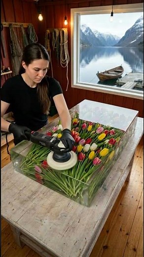 Fresh Tulip Flower Side Table 🌷✨Stunning Epoxy Resin DIY #EpoxyArt #TulipTable #ResinDIY #diy #home