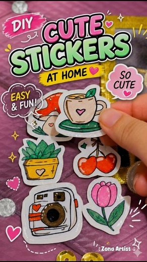 DIY Kawaii Stickers at Home | how to make stickers at home #zonaartist #stickers