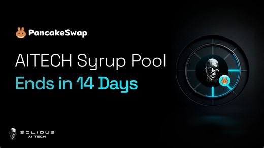Solidus AI Tech on Instagram: "🌟 AITECH Syrup Pool on PancakeSwap Ends in 14 Days! The AITECH Syrup Pool on PancakeSwap is approaching its end, with 14 days remaining. Participants can stake AITECH on PancakeSwap and access CAKE rewards directly through the platform’s website. ➡️ https://pancakeswap.finance/pools"