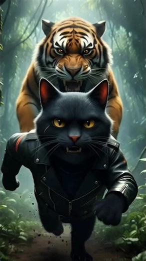 أقوى قطة سوداء في الحارة…رعب خالص! 🐾🔥#cat #funny