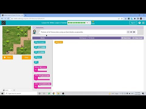 L16-12 |Code.org | Express-2021 | Lesson 16: While Loops in Farmer | level 12