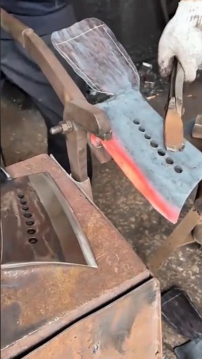 Hot Forging an Axe Head with a Power Hammer: Blacksmithing Process