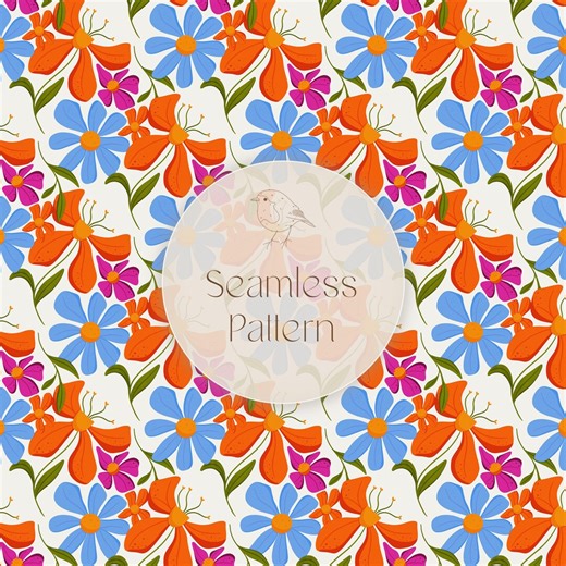 Playful Bloom Bold Seamless Pattern, Organic Floral Digital Paper, Abstract Flower Repeat, Surface Pattern Design, Cute Pattern - Etsy