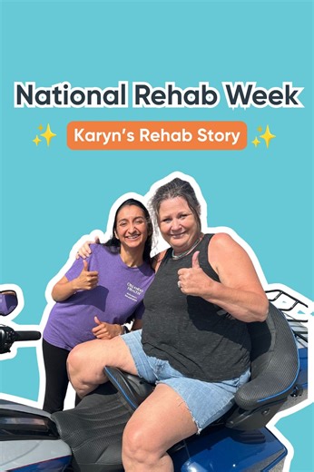 Happy #NationalRehabilitationAwarenessWeek! 💪 Meet Karyn, a patient who worked with physical therapist Anushka Shah after two hip replacements. From struggling with daily activities to climbing back onto her motorcycle — her journey shows the power of goal-driven rehab and determination 🏍️✨ #rehab #rehabiliataion #physicaltherapy | Orlando Health