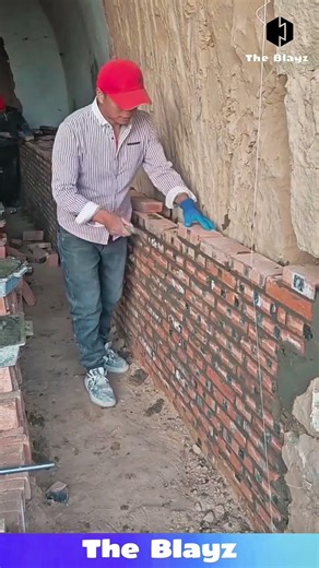 This Guy Builds a PERFECT Wall Like It’s a Copy-Paste Button?! 😂🧱 #skilllevel100 #viralvideo #diy