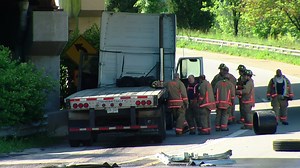 Flatbed truck accident snarls traffic near downtown