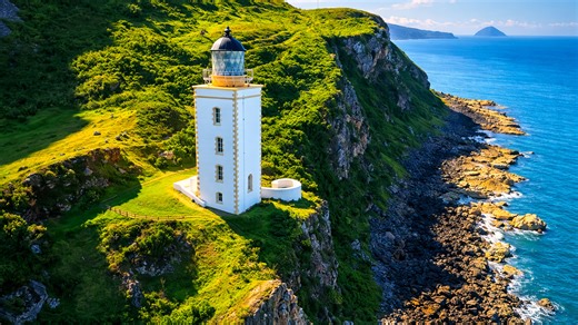 A lighthouse built on the edge of the cliffs