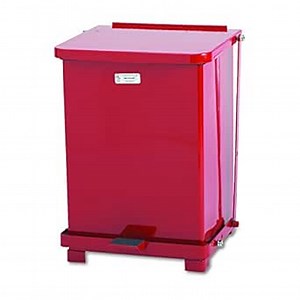 Rubbermaid Commercial Products Defenders Biohazard Steel Trash Can Step-On 4 GAL Red Hospital/Doctor's Office/Healthcare Facilities