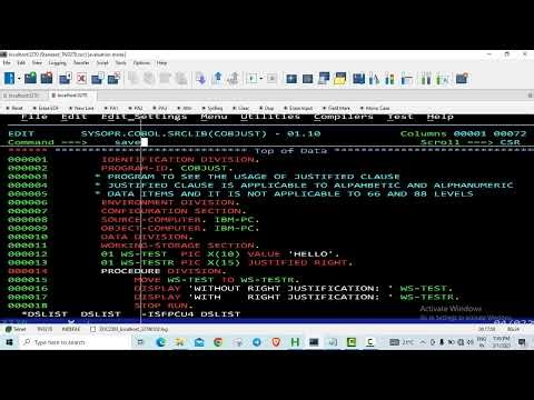 COBOL - JUSTIFIED RIGHT Clause