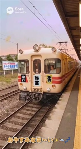 (2026/3/17)(火)#おやすみトレイン🚃️ 【鐵道空想再現】今日の締めくくりですよ〜✨️(名鉄5500系電車🚃️🟨️🟥️夕方version)