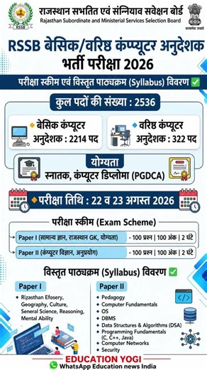 RSSB Computer Instructor Bharti 2026 Out! 🚨 2536 Posts | Full Syllabus & Exam Date #newvacancy2026