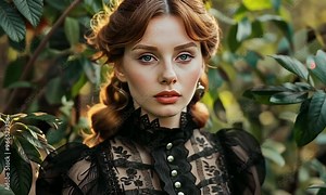 Romantic Victorian Garden Portrait, featuring vintage garden settings and romantic aesthetics, hyperrealistic . Video