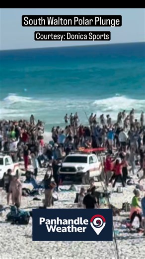 That’s a lot of people polar plunging in 60 degree water in South Walton! The South Walton Fire District Polar Plunge proceeds benefit the community risk reduction programs, including free CPR training and fire prevention materials for the public. | Panhandle Weather