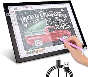 A4 LED Light Pad Light Board for Diamond Painting Ultra Thin Portable Tracing Light Box with Type-C Cord for Artists Drawing Weeding Vinyl DIY Diamond Painting Design