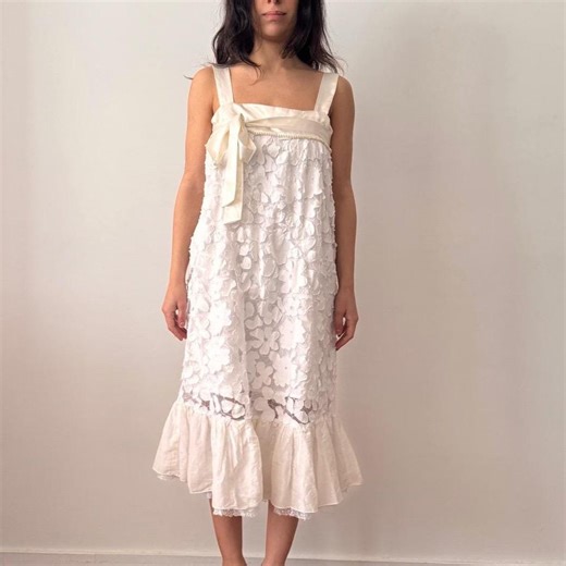 VINTAGE CHLOÉ White Ivory Lace Dress Spring 2006 Runway Midi Ruffle Silk Romantic 2000s - Etsy Canada