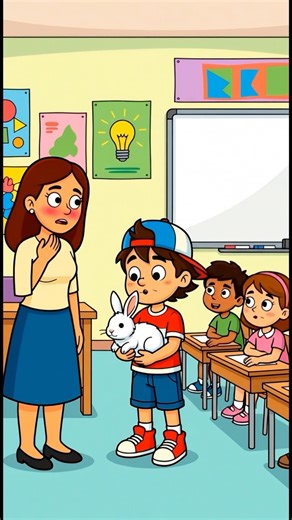 Pepito y el conejo en clase. 😂🐇