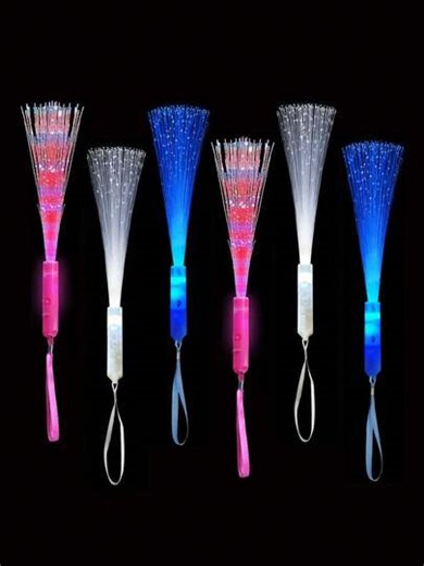 9pcs/Pack 3-Color LED Fiber Optic Glow Sticks, Pink, Blue, White, Fluorescent Wands, Suitable For Kids & Adults Party, Flashing Glow Sticks, Party Decorations, Applicable For Party, Celebration, Wedding, Birthday, Classroom, Concert, Pool, Baby Shower Favors And Other Glow Party Supplies, Essential Christmas And New Year Gifts | SHEIN