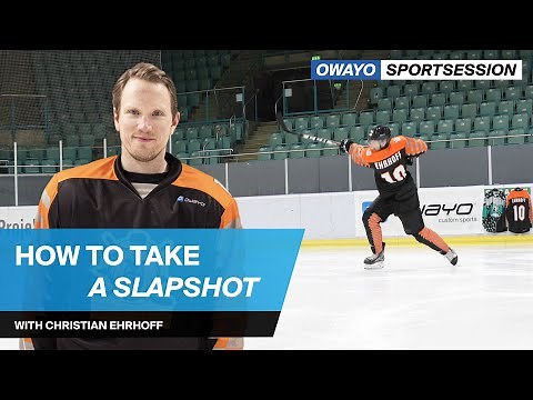 How to take a slapshot: Easy slapshot video tutorial with Christian Ehrhoff | owayo sportsession