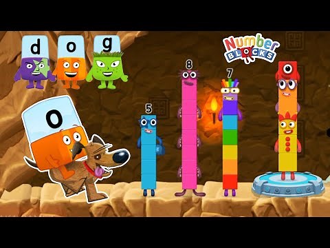LEARN TO TAKE AWAY NUMBER & SPELL WORDS DOG & FOG | CBEEBIES GAME NUMBERBLOCKS ALPHABLOCKS CARTOON