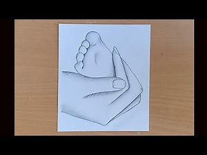 How to draw a baby leg in her mother hands//Mother's day drawing for kids...