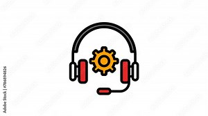 Animated customer service filled line icon on transparent background, ecommerce animation, 4k video motion graphic with alpha channel, use for web design, mobile apps, ui design