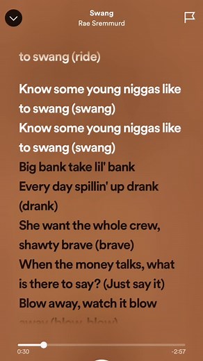 Lyric Display of 'Swang' by Rae Sremmurd