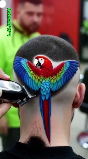 The Ultimate 3D Parrot Haircut! 🦜✂️ #barberart #hairdesign #3dillusion #CreativeHaircut #barberlife