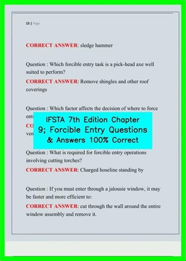 IFSTA 7th Edition Chapter 9; Forcible Entry Questions & Answers 100% Correct video