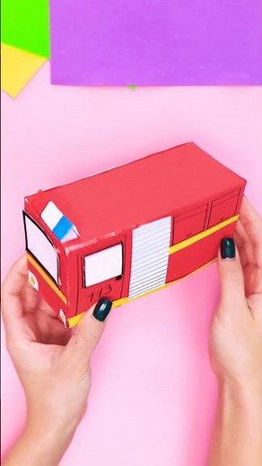 🚒 How to Make a Fire Truck Craft! #shorts #kids