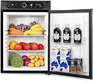 12 Volt RV Refrigerator, 110 Volt/12 V/LPG 3-Way Propane Refrigerator, 2.1 cu.ft. Silent Compact RV Refrigerator, Camper Gas Refrigerator for Outdoor RVs/Garages/Trucks