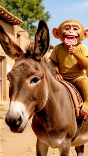 Monkey Riding Donkey 🍭😂