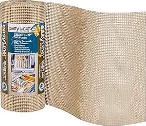 EasyLiner Select Grip Shelf Liner - Easy to Install & Cut to Fit - Non Slip, Non Adhesive, Drawer Shelf & Cabinet Liner for Kitchen, Bathroom, Pantry Cupboards - 12in. x 24ft. - Beige