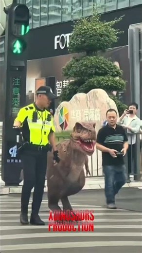 Remote Trex to Walk On The Business Street! #airobot #trex