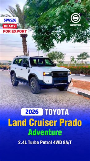 Segrex on Instagram: "2026 Model Toyota Land Cruiser Prado Adventure, 2.4L Turbo Petrol 4WD 8A/T (SPVS26) Key Features ———————————— ✅ 18” Alloy Wheels ✅ Cruise Control ✅ Centre & Rear Diff Lock ✅ 12.3” Display, AM/FM, Bluetooth, Wi-Fi ✅ 12.3 TFT Digital Speed Meter ✅ Sport, Normal and ECO Driving Mode ✅ Multi-Terrain Select (MTS) ✅ Downhill Assist Control (DAC) ✅ VSC + Crawl Control (Crawl) ✅ Wireless & USB Charger ✅ Auto A/C & Heater ✅ Rear Camera ✅ Sun Roof ✅ 6 Speakers ✅ Leather Steering Whee
