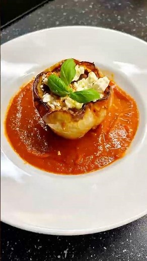 Stuffed Peppers with Beef, Pancetta & Tomato Wine Sauce