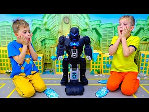 Vlad and Niki play with Bat-Tech BatBot kids toy and save the city - Videos For Kids
