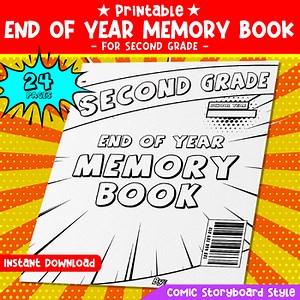 End of the Year Memory Book for Second Grade (2nd Grade), Fun Writing & Coloring