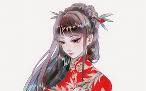 【procreate】珊瑚红地珐琅彩花鸟纹瓶拟人