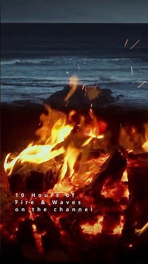 Real Beach Campfire 🔥 10 Hours of Fire & Waves