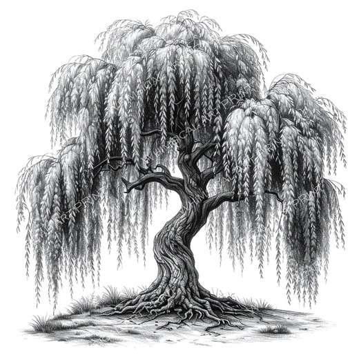12 Weeping Willow Tree of Life Clipart – Watercolor Sketch Line Art (digital Download) - Etsy