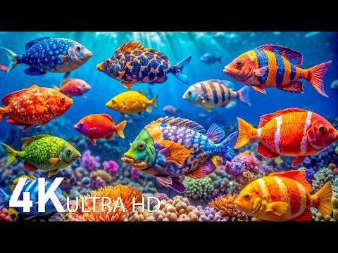 Aquarium 4K Ultra HD - Stunning Coral Reef Fish with Relaxing Meditation Music for Sleep