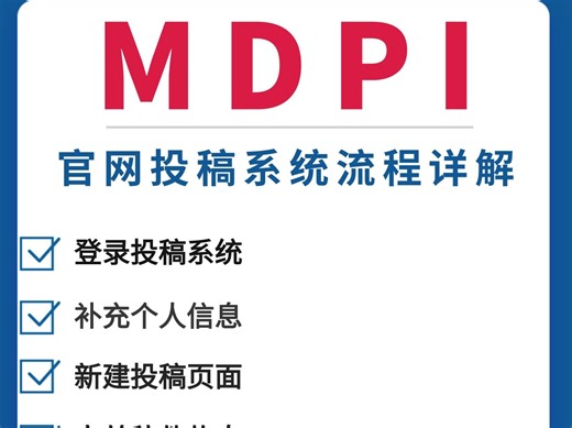 期刊官网投稿系统操作指南——MDPI出版社