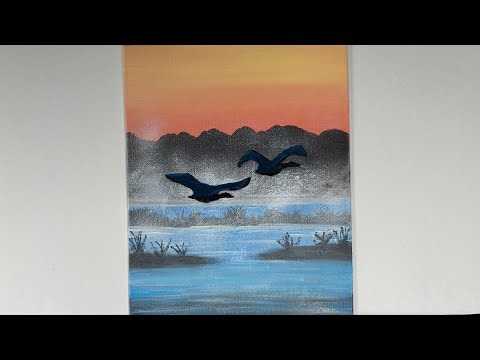 Acrylic Painting of Birds in Flight!