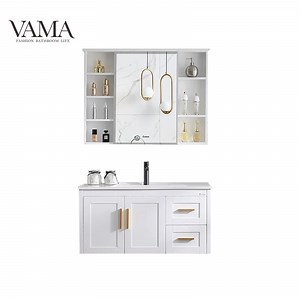 [Hot Item] Vama Customized Apartment Style Cabinets Floating Wall Mounted Bathroom Vanity with Mirror Cabinet 622100-1