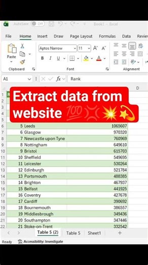 How to Extract data from website in Excel #excel #dataextractor #microsoftoffice #shorts #ytshorts