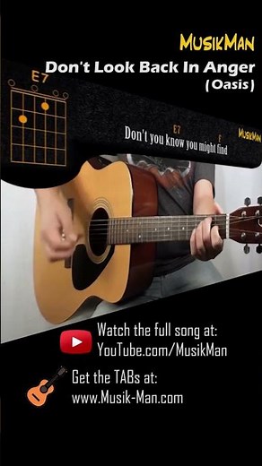 Don't Look Back In Anger 😵 (Short Version) - Oasis / Guitar Cover / MusikMan
